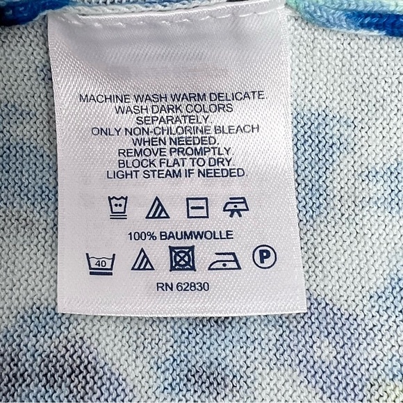 LANDS' END Blue Floral Supima Cotton Crewneck Sweater 3/4 Sleeve Women's XL - Picture 15 of 16